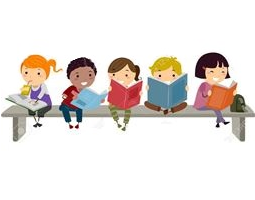 Group of children reading books